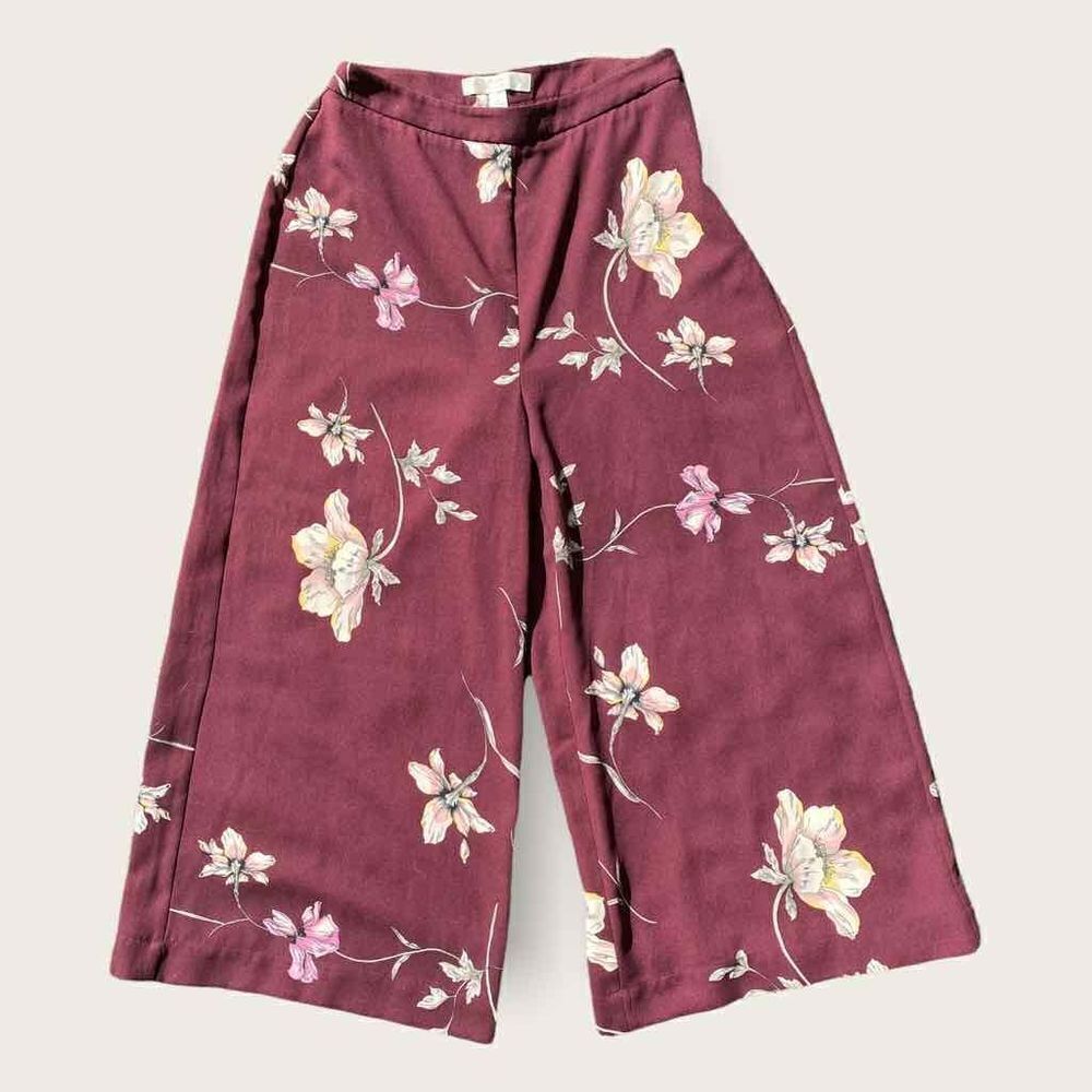 Lauren Conrad Red Floral Wide Leg Pants